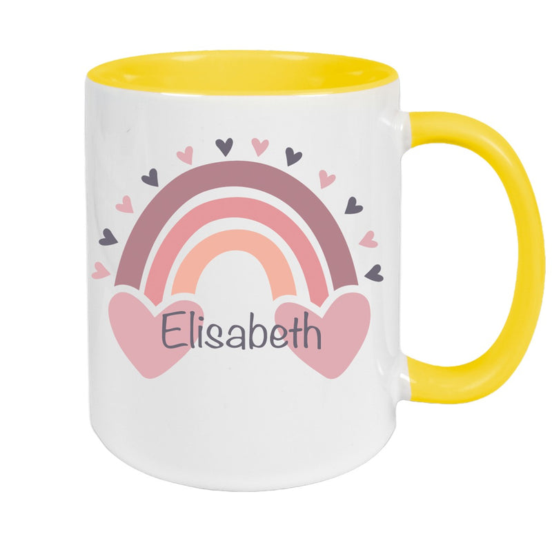 Tasse Wunschname Regenbogen 2 Keramik Kinderbecher versch. Farben