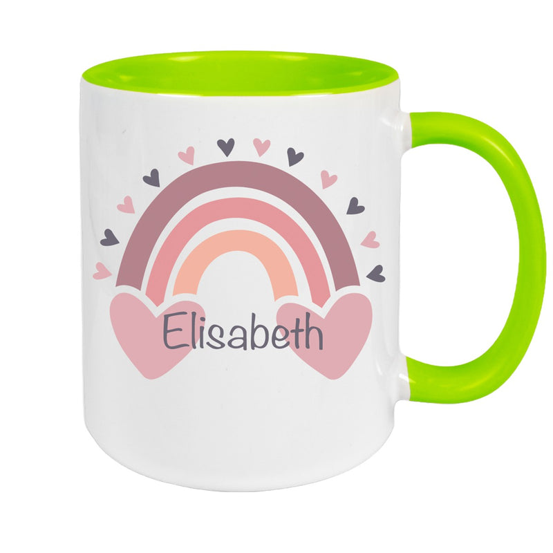Tasse Wunschname Regenbogen 2 Keramik Kinderbecher versch. Farben