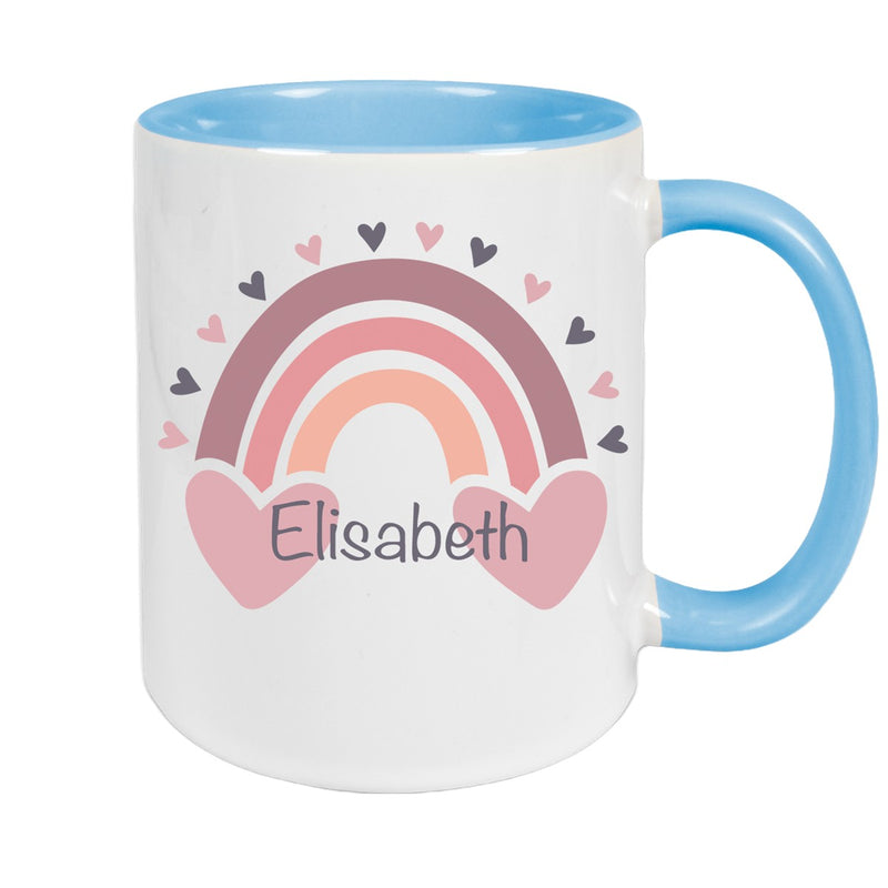 Tasse Wunschname Regenbogen 2 Keramik Kinderbecher versch. Farben