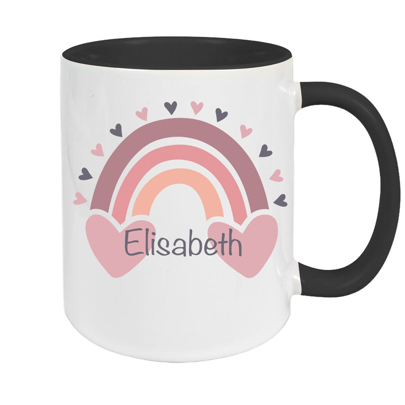 Tasse Wunschname Regenbogen 2 Keramik Kinderbecher versch. Farben