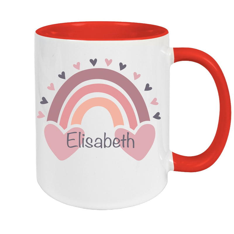 Tasse Wunschname Regenbogen 2 Keramik Kinderbecher versch. Farben