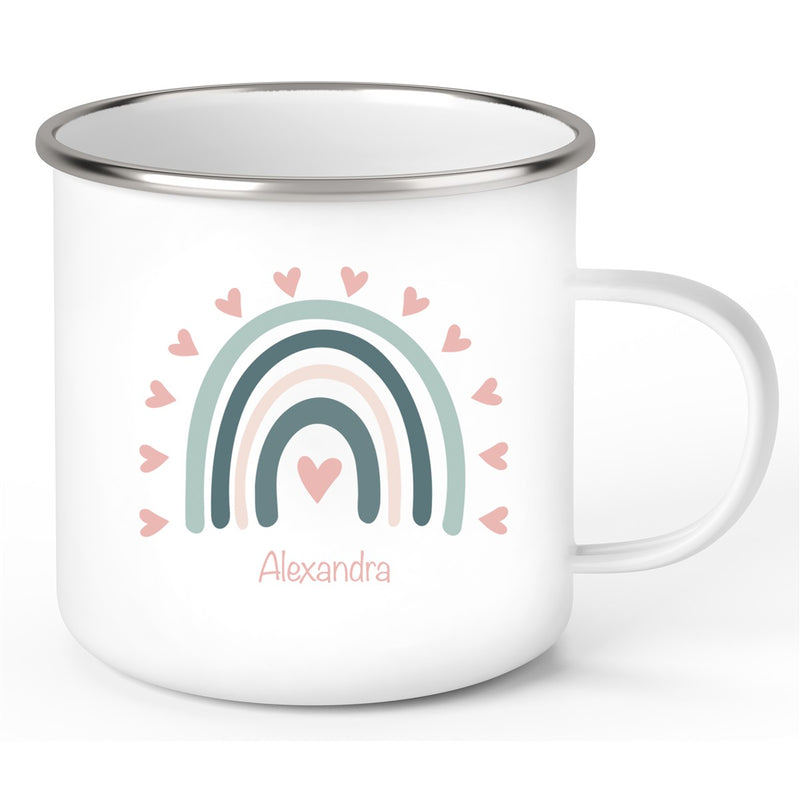 Tasse Wunschname Regenbogen 4 Emaille Kinderbecher