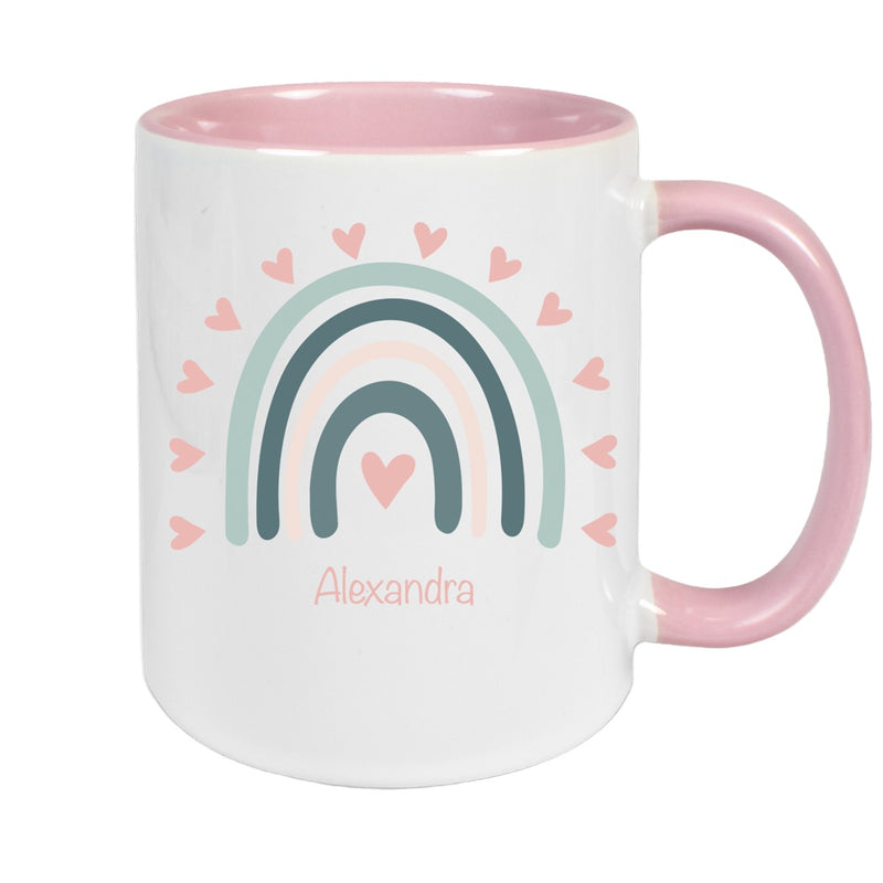 Tasse Wunschname Regenbogen 4 Keramik Kinderbecher versch. Farben