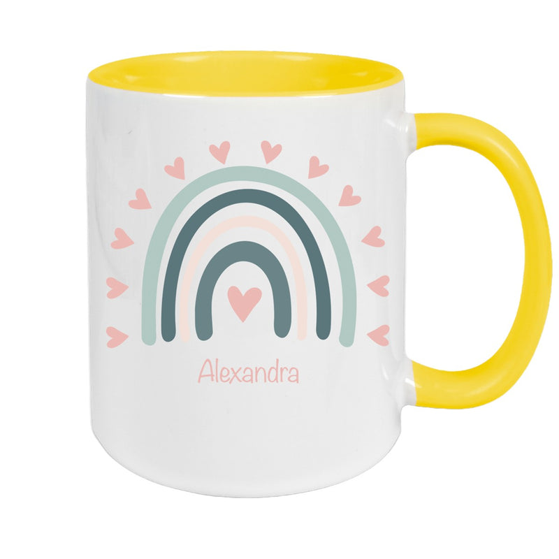 Tasse Wunschname Regenbogen 4 Keramik Kinderbecher versch. Farben