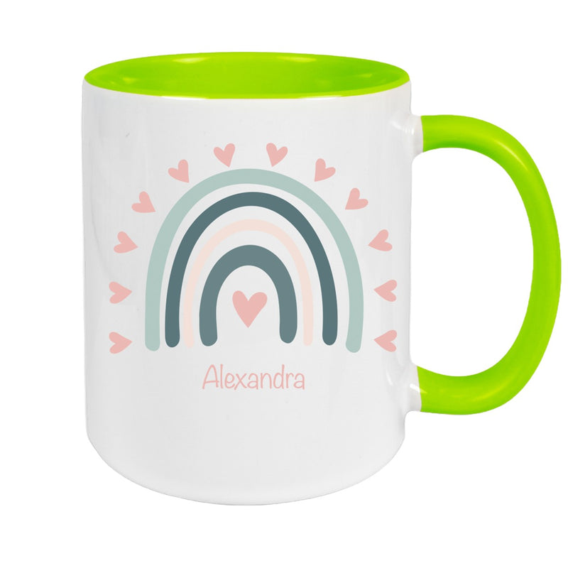 Tasse Wunschname Regenbogen 4 Keramik Kinderbecher versch. Farben