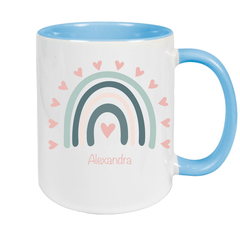 Tasse Wunschname Regenbogen 4 Keramik Kinderbecher versch. Farben