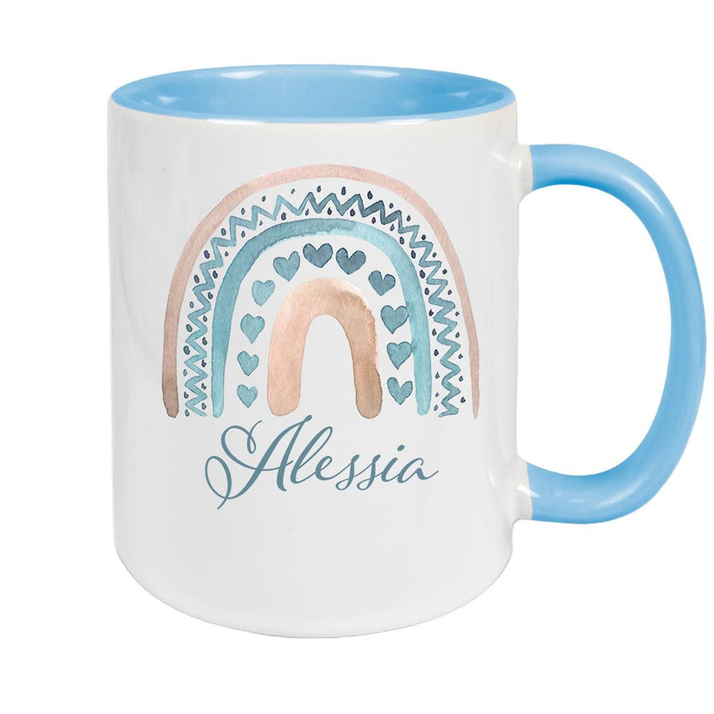 Tasse Wunschname Regenbogen 5 Keramik Kinderbecher versch. Farben