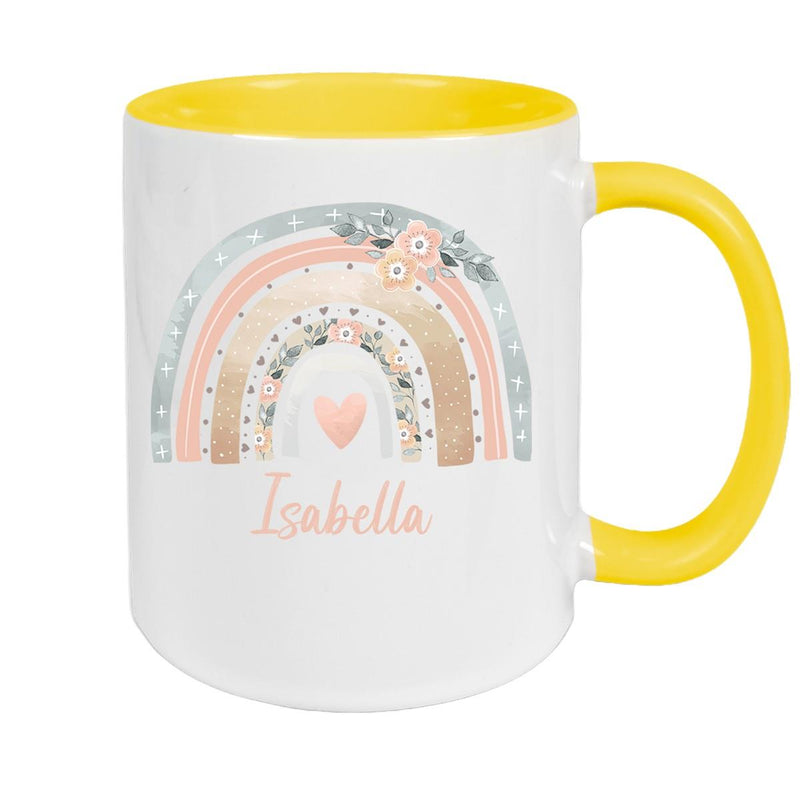 Tasse Wunschname Regenbogen 7 Keramik Kinderbecher versch. Farben