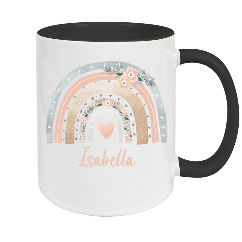 Tasse Wunschname Regenbogen 7 Keramik Kinderbecher versch. Farben