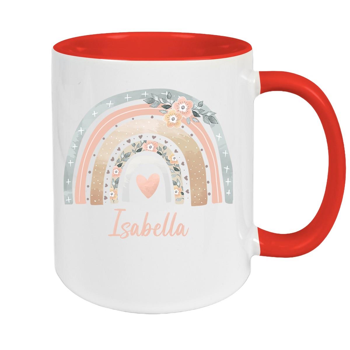 Tasse Wunschname Regenbogen 7 Keramik Kinderbecher versch. Farben