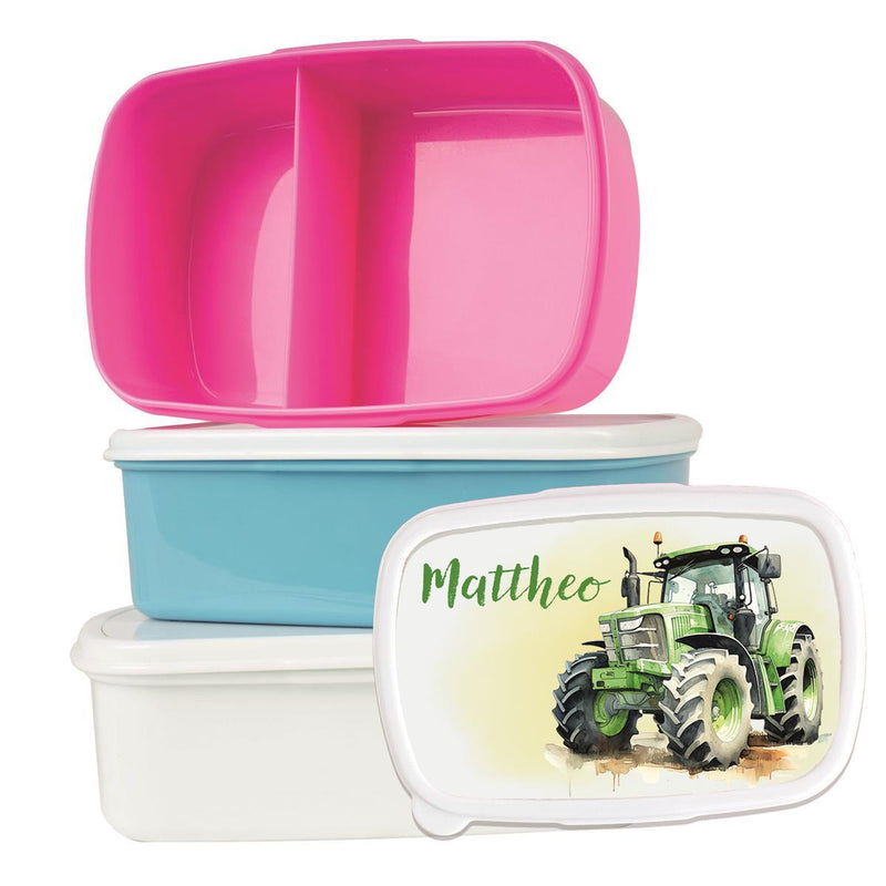 Lunch Box with Name Tractor 01 – Personalized Lunch Box for School & Kindergarten various colors