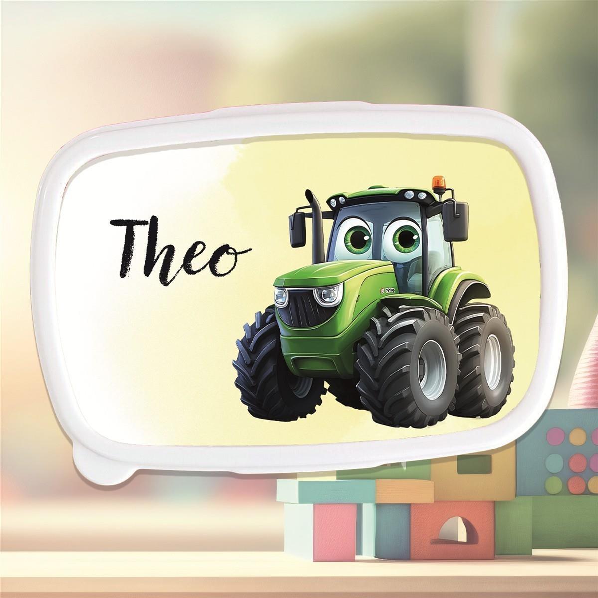 Brotdose mit Namen Traktor 02 – Personalisierte Lunchbox für Schule & Kindergarten versch. Farben