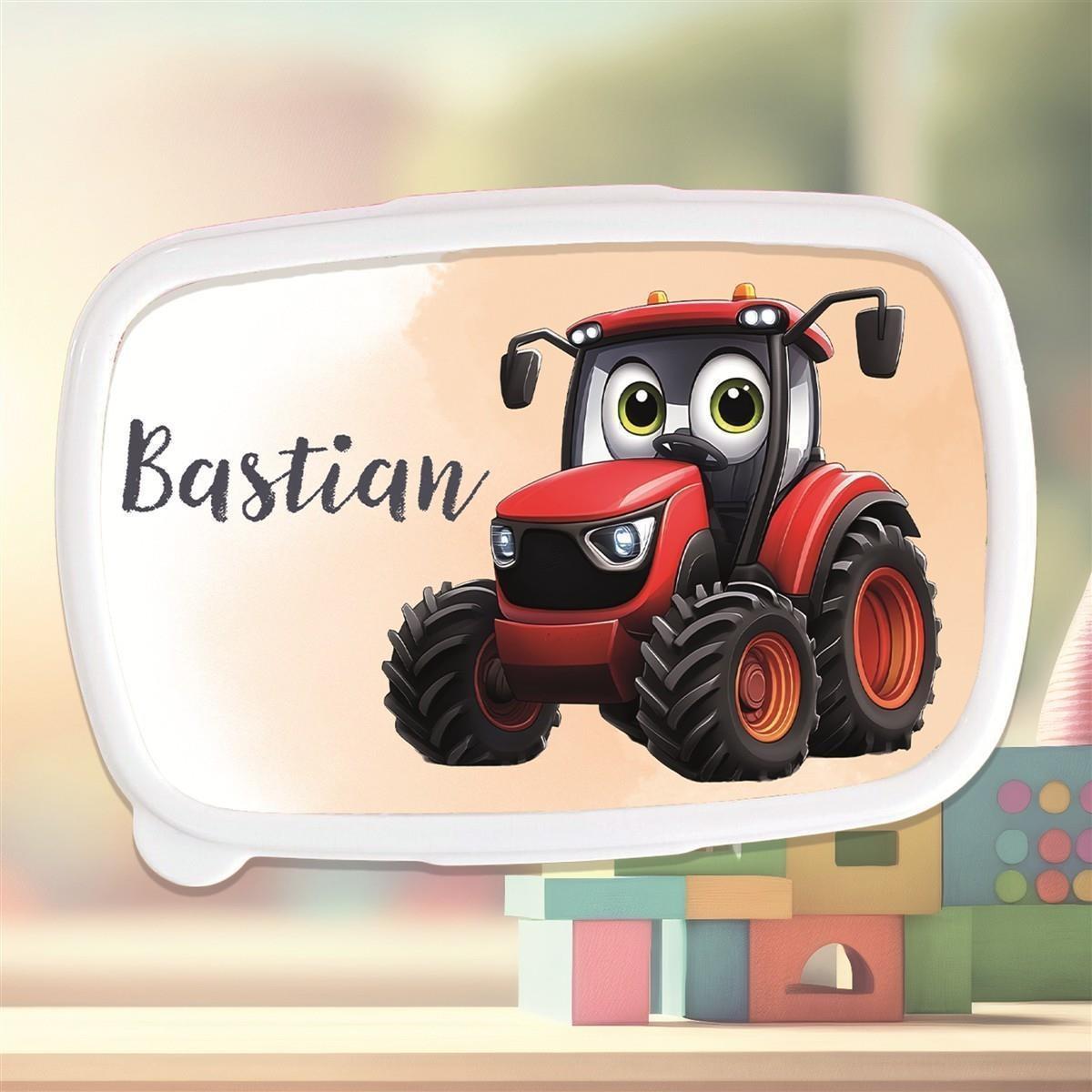Brotdose mit Namen Traktor 03 – Personalisierte Lunchbox für Schule & Kindergarten versch. Farben