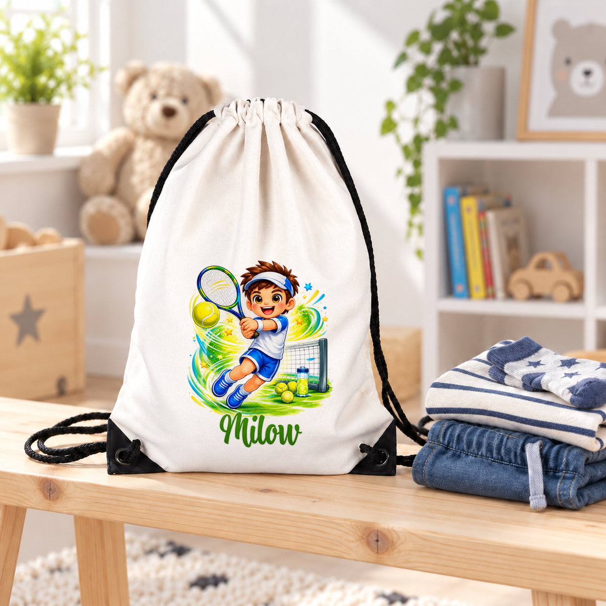 MUCKKI-PRO:ff019a31d0556406750907d0a3524542d44148fcb95ab8e11e44e86a6e73d023:Turnbeutel Tennis 1 mit Wunschname personalisiert