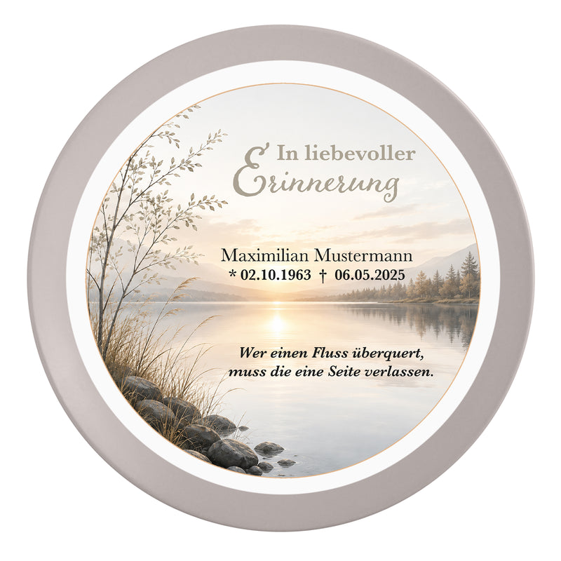 Tortenaufleger Beerdigung & Trauerfeier See 01 – personalisiert mit Name & Datum