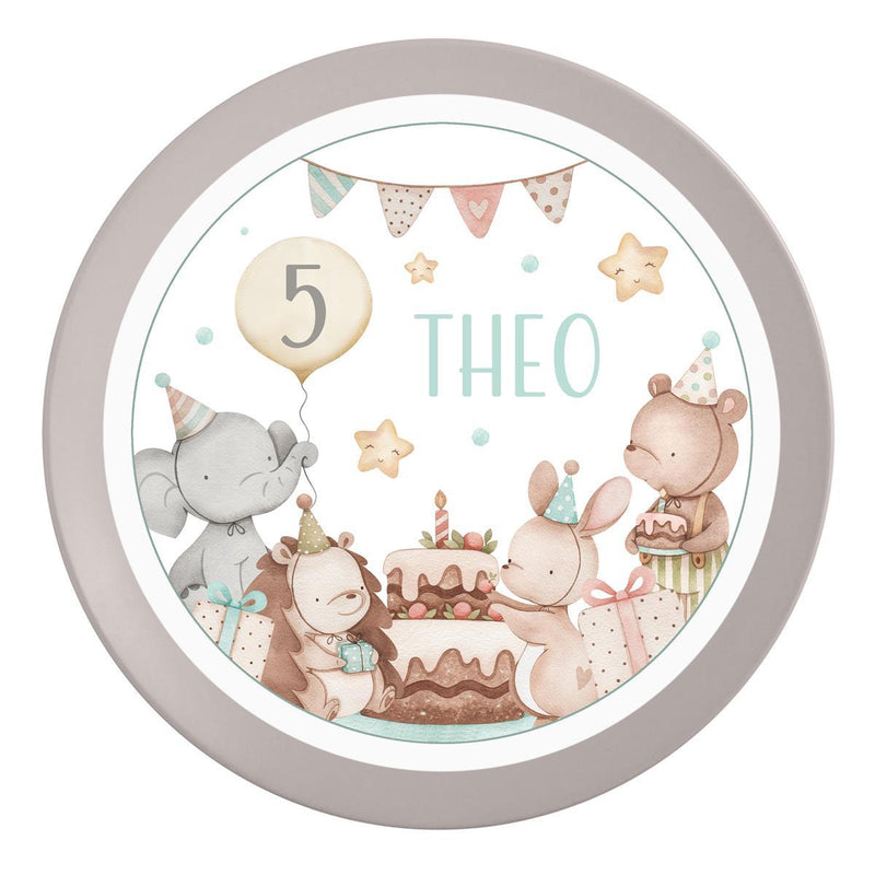 Edible Cake Topper Birthday Animals 1 Name & Number (20cm)