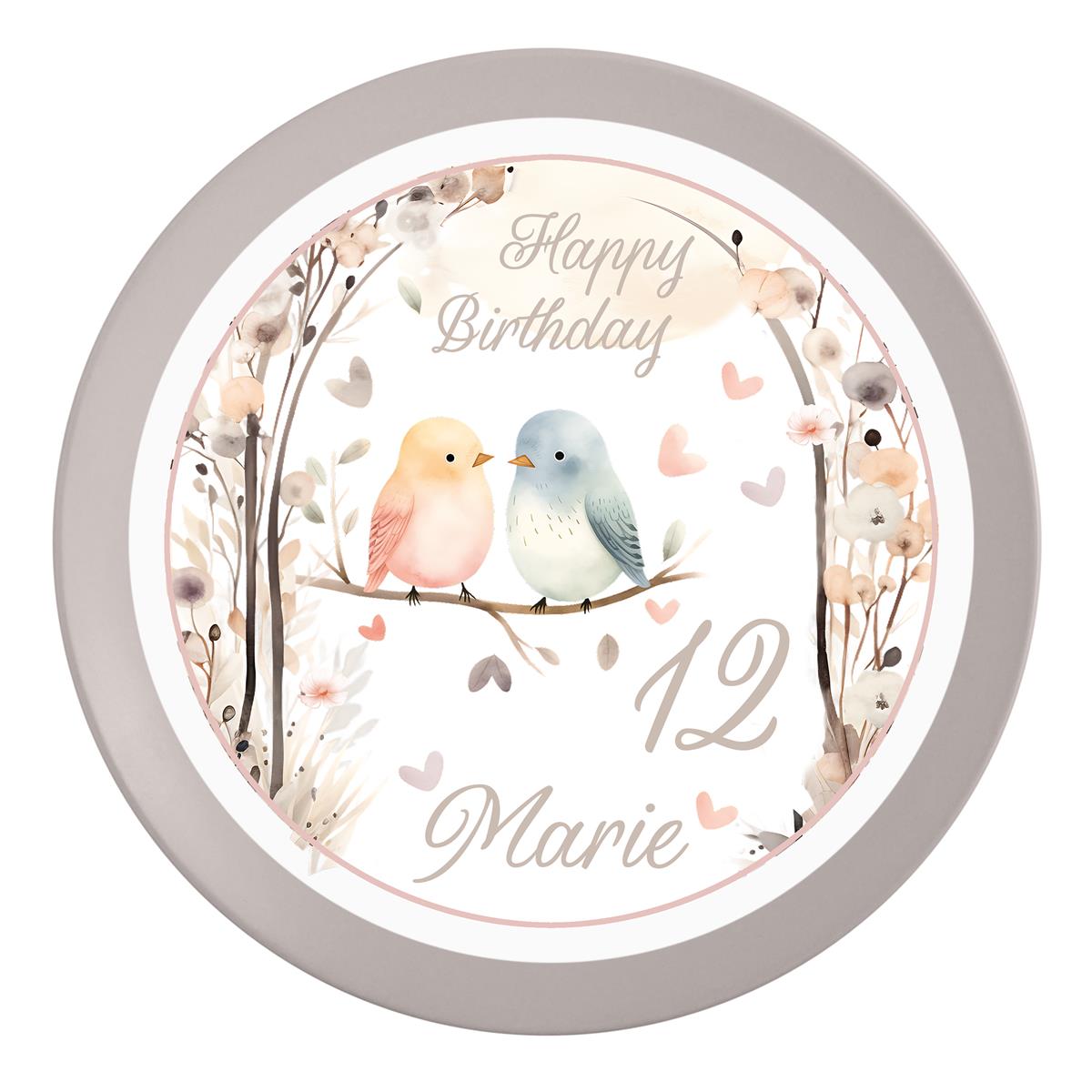 Tortenaufleger Geburtstag Vögel 2 Personalisiert Name & Zahl (20cm) Fondant Papier