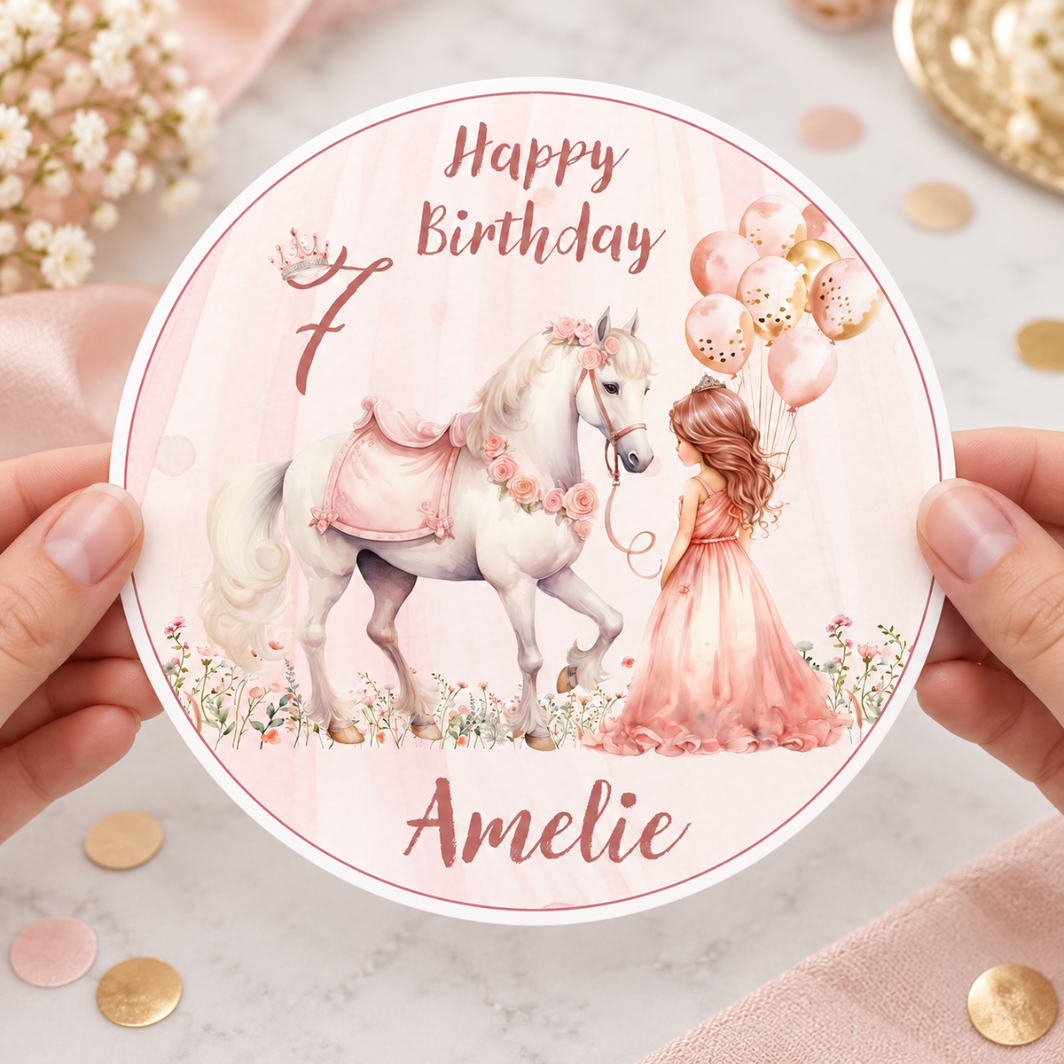 MUCKKI-PRO:79494a7a8790ab00c080ff1f8d7699cb4195dbdf3d25e871fc4d06b6b29b31fb:Tortenaufleger Geburtstag Prinzessin 2 Name & Zahl (20cm) Fondant Papier