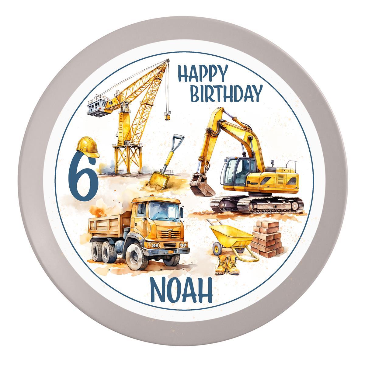 Tortenaufleger Geburtstag Baustelle 1 Name & Zahl (20cm)