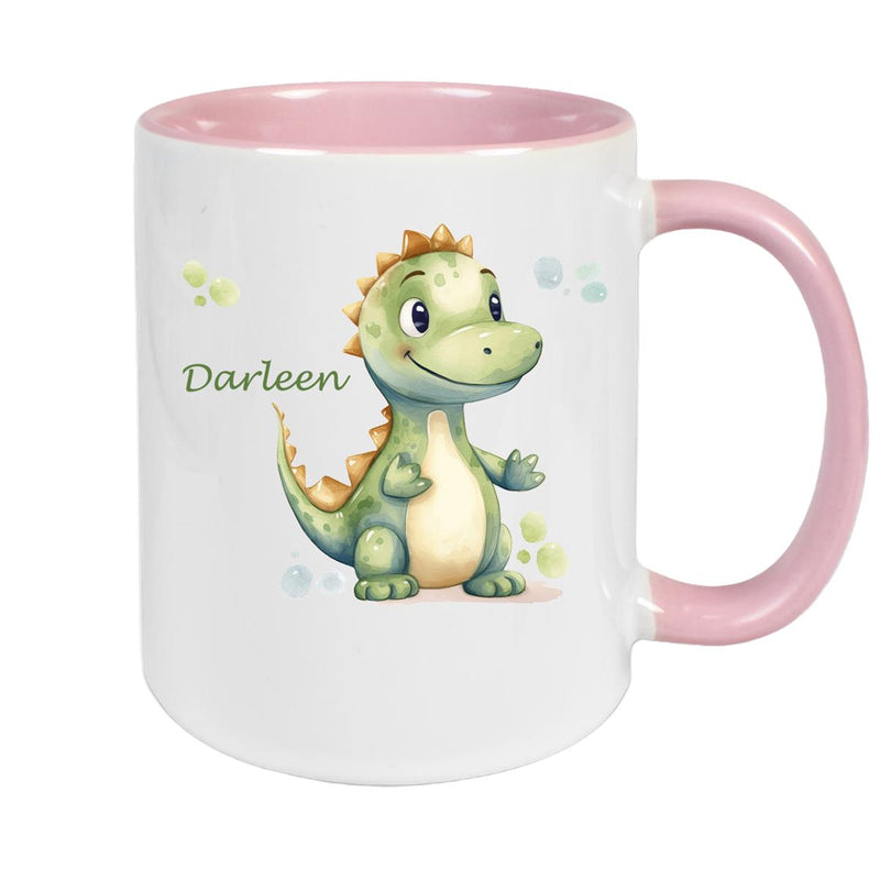 Tasse Wunschname Dino 1 Keramik Kinderbecher versch. Farben