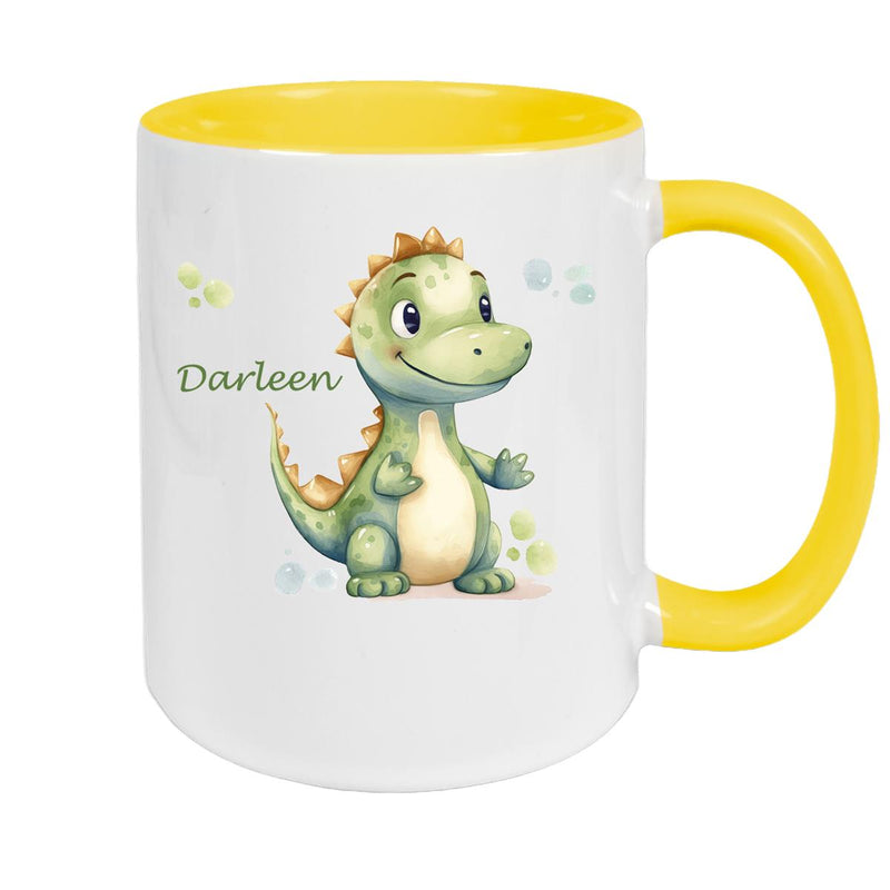 Tasse Wunschname Dino 1 Keramik Kinderbecher versch. Farben