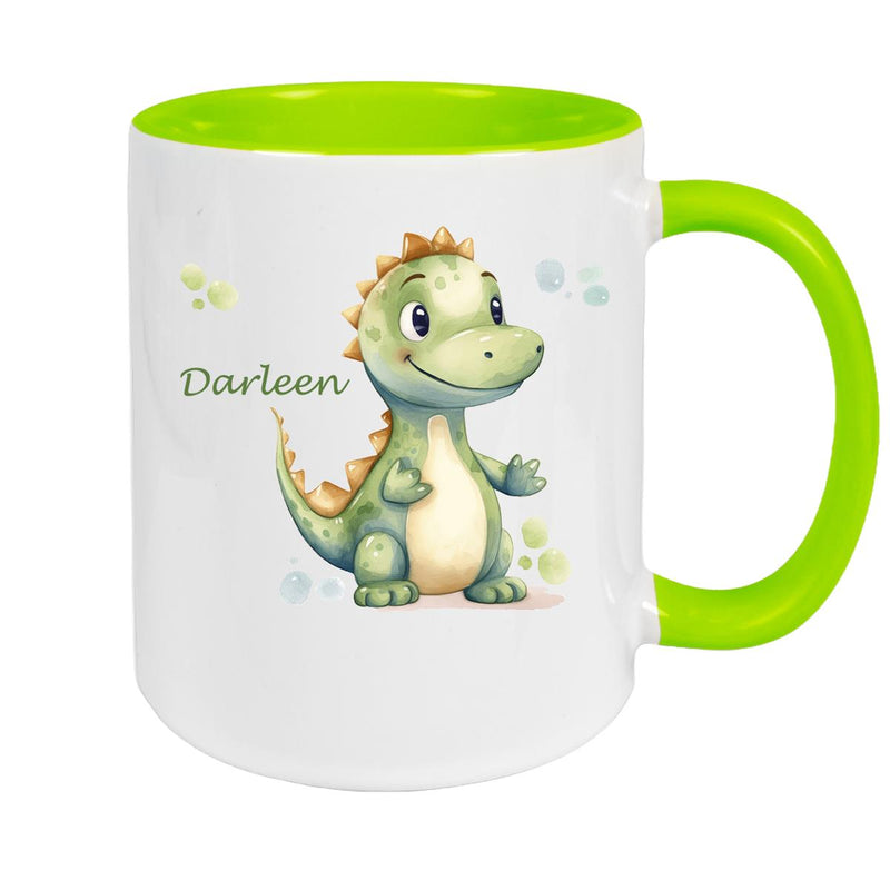 Tasse Wunschname Dino 1 Keramik Kinderbecher versch. Farben