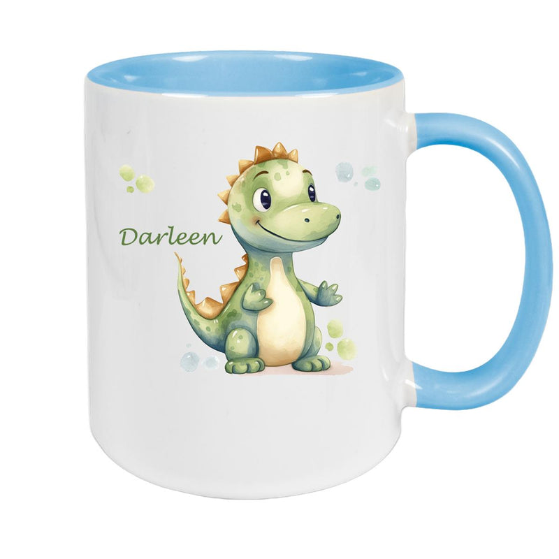 Tasse Wunschname Dino 1 Keramik Kinderbecher versch. Farben