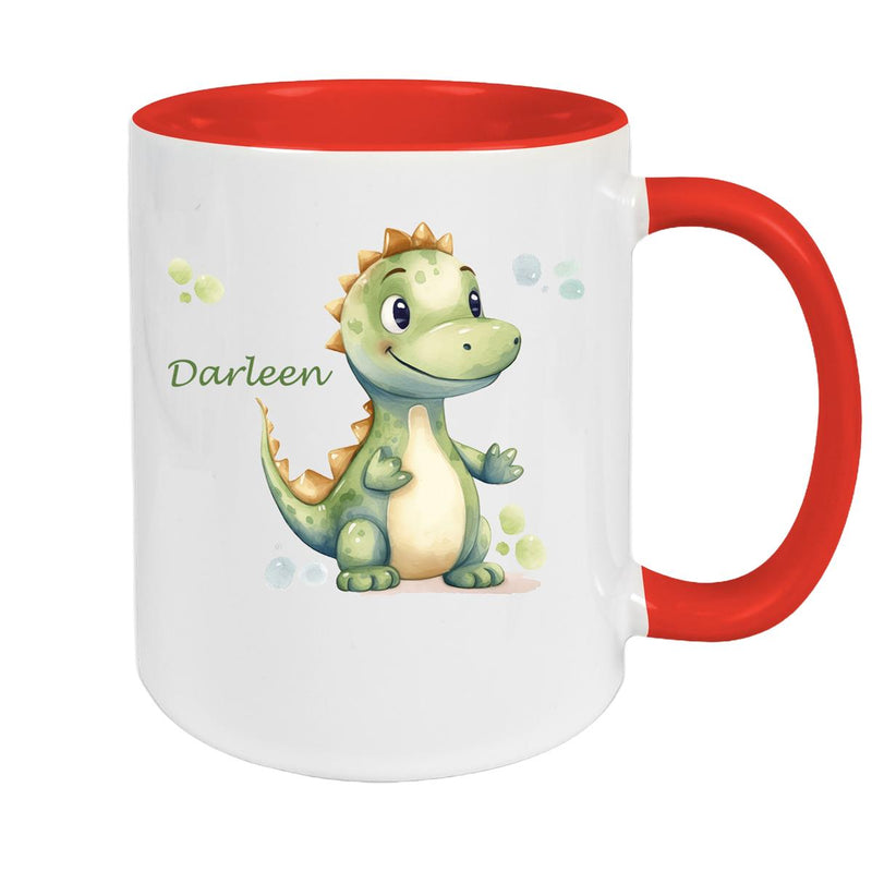 Tasse Wunschname Dino 1 Keramik Kinderbecher versch. Farben