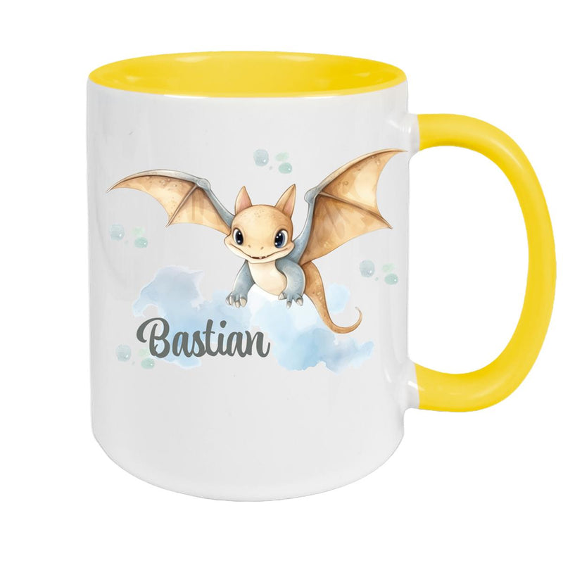 Tasse Wunschname Dino 4 Keramik Kinderbecher versch. Farben