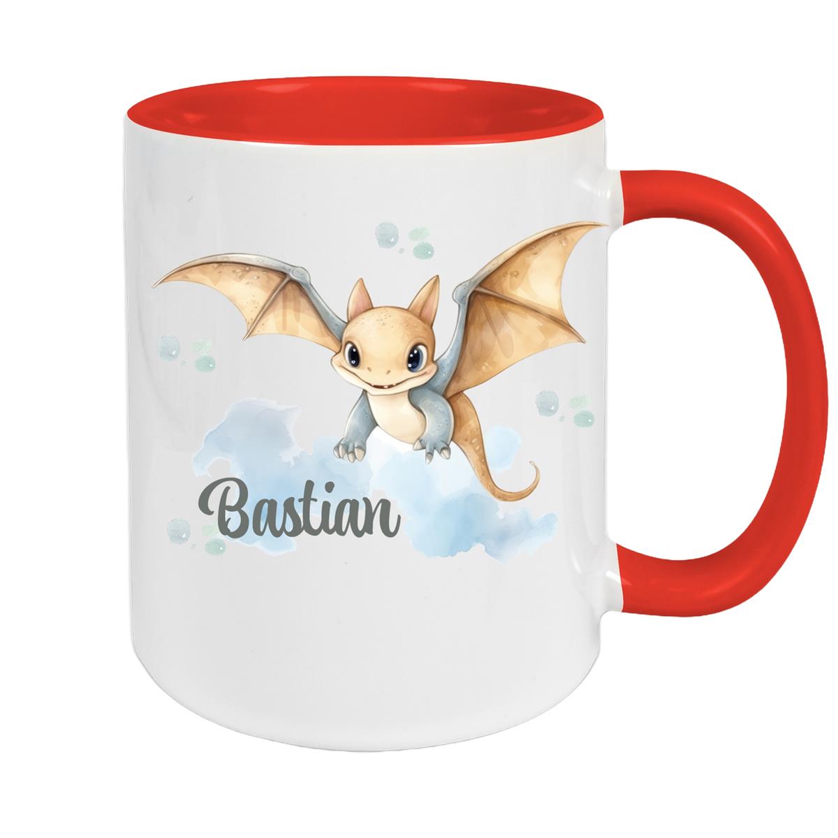Tasse Wunschname Dino 4 Keramik Kinderbecher versch. Farben