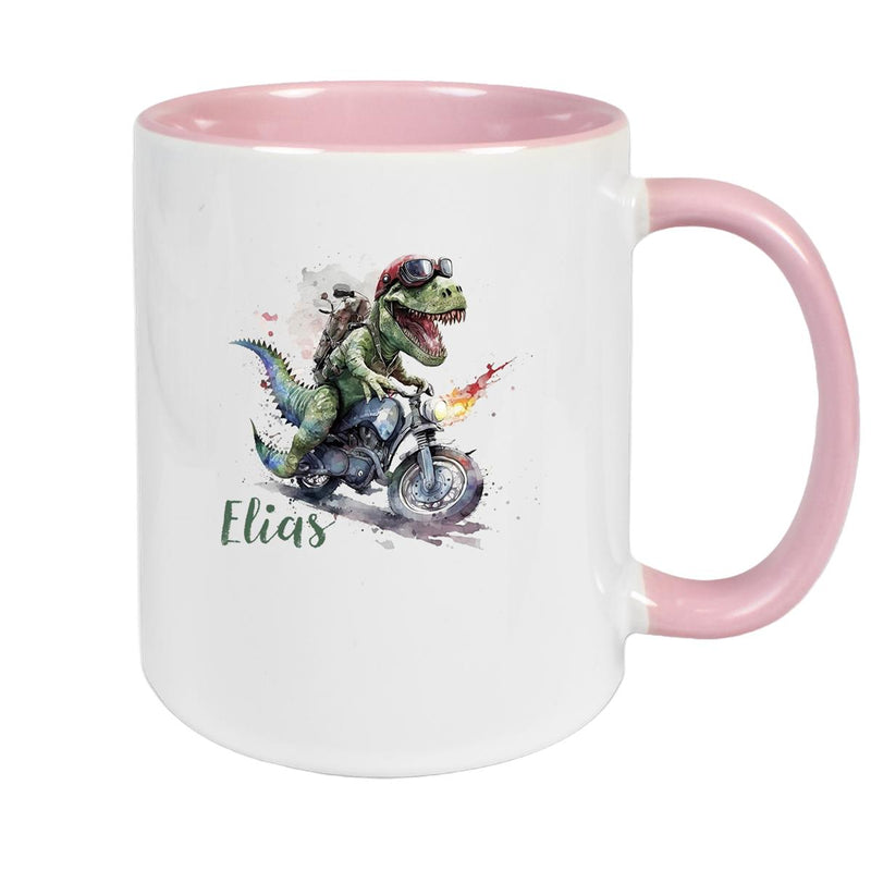 Tasse Dino 5 Wunschname Keramik Kinderbecher Personalisiert versch. Farben