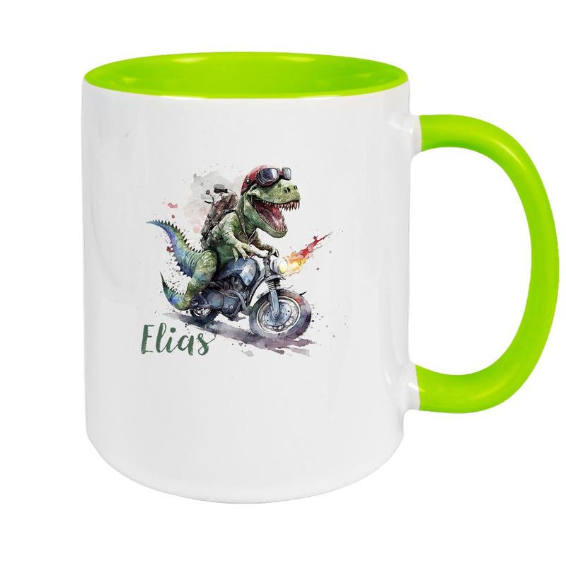 Tasse Dino 5 Wunschname Keramik Kinderbecher Personalisiert versch. Farben
