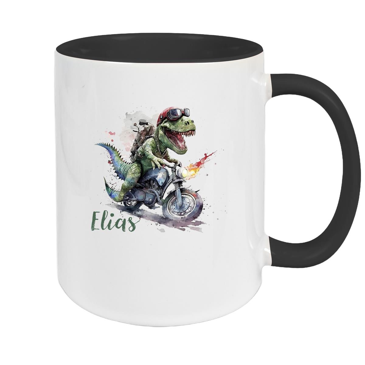 Tasse Dino 5 Wunschname Keramik Kinderbecher Personalisiert versch. Farben