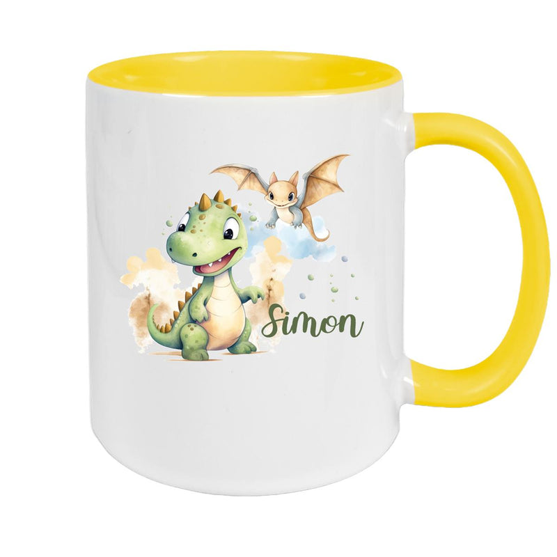 Tasse Dino 6 Wunschname Keramik Kinderbecher Personalisiert versch. Farben