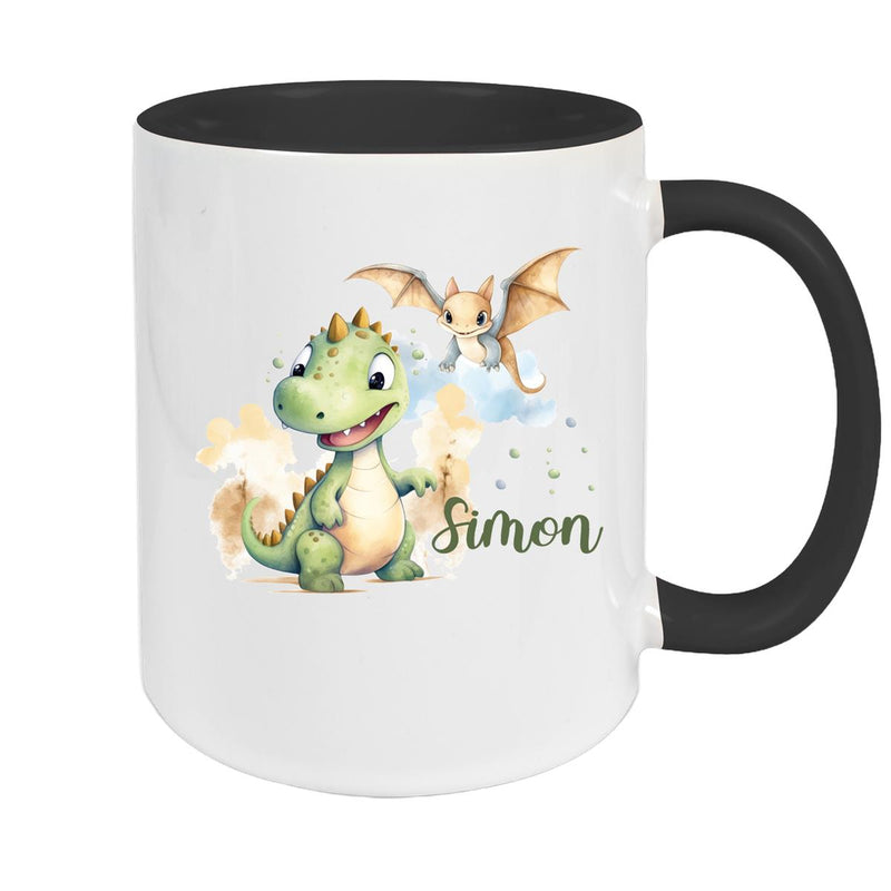 Tasse Dino 6 Wunschname Keramik Kinderbecher Personalisiert versch. Farben