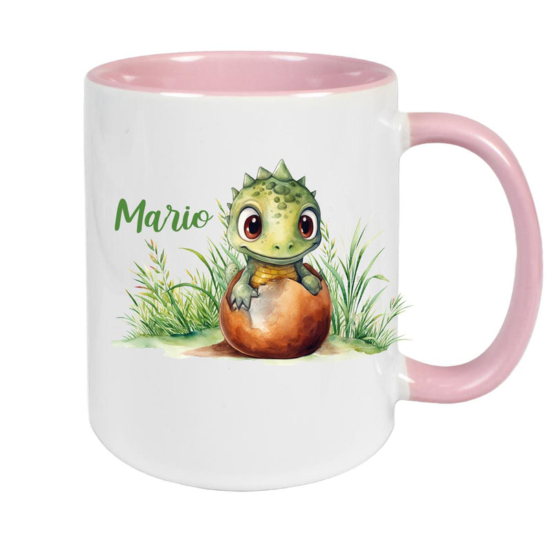 Tasse Dino 7 Wunschname Keramik Kinderbecher Personalisiert versch. Farben