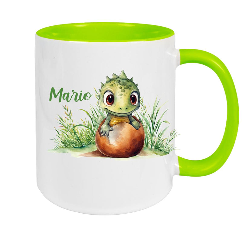 Tasse Dino 7 Wunschname Keramik Kinderbecher Personalisiert versch. Farben