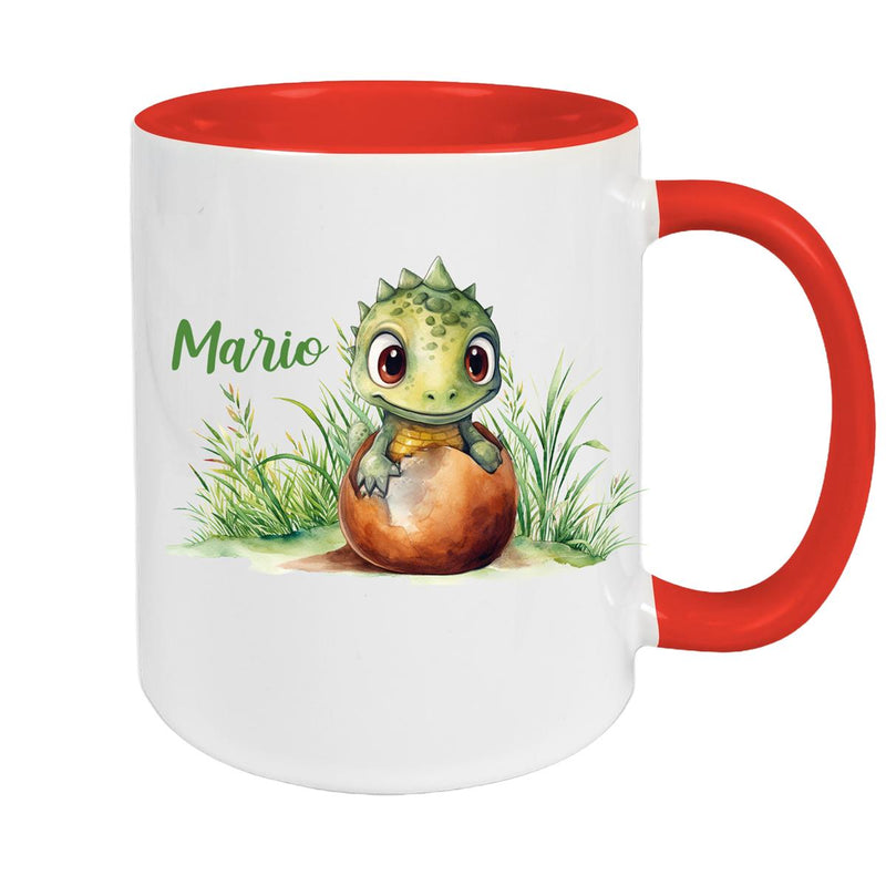 Tasse Dino 7 Wunschname Keramik Kinderbecher Personalisiert versch. Farben