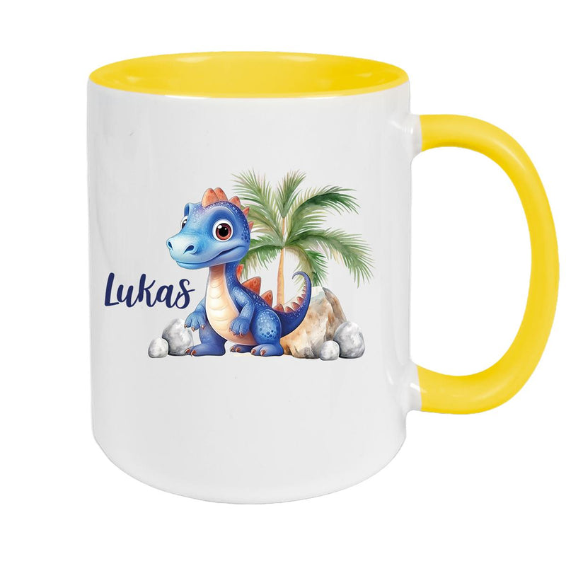 Tasse Dino 8 Wunschname Keramik Kinderbecher Personalisiert versch. Farben