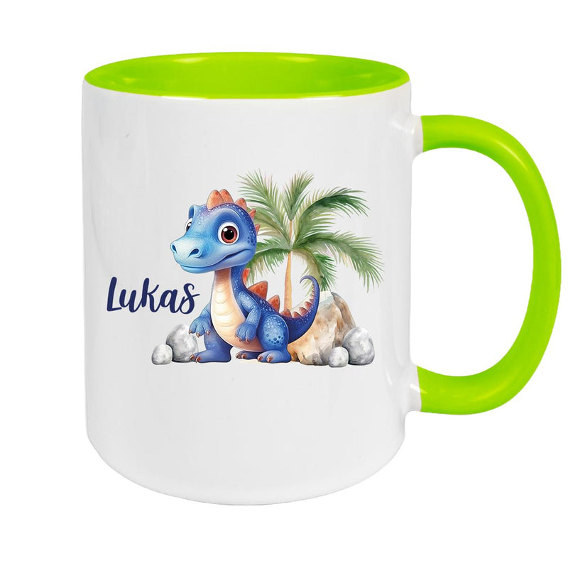 Tasse Dino 8 Wunschname Keramik Kinderbecher Personalisiert versch. Farben
