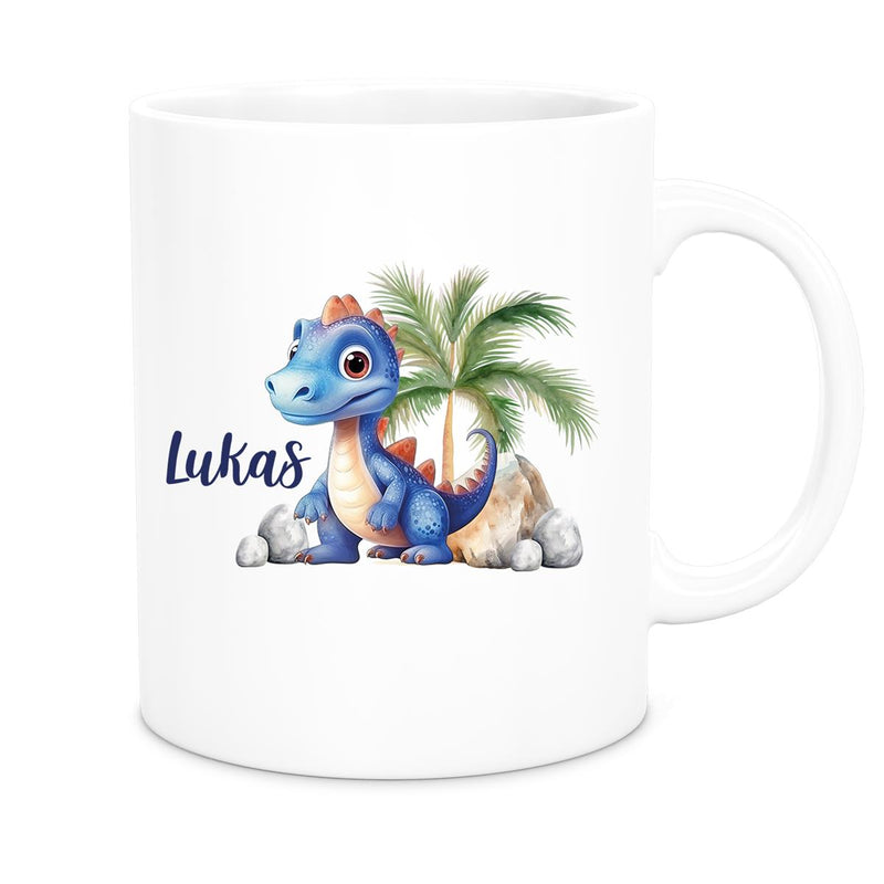 Tasse Dino 8 Wunschname Keramik Kinderbecher Personalisiert versch. Farben