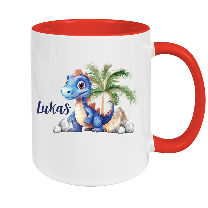 Tasse Dino 8 Wunschname Keramik Kinderbecher Personalisiert versch. Farben