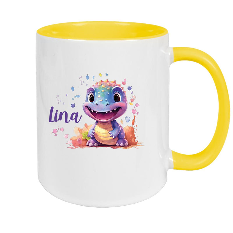 Tasse Dino 9 Wunschname Keramik Kinderbecher Personalisiert versch. Farben