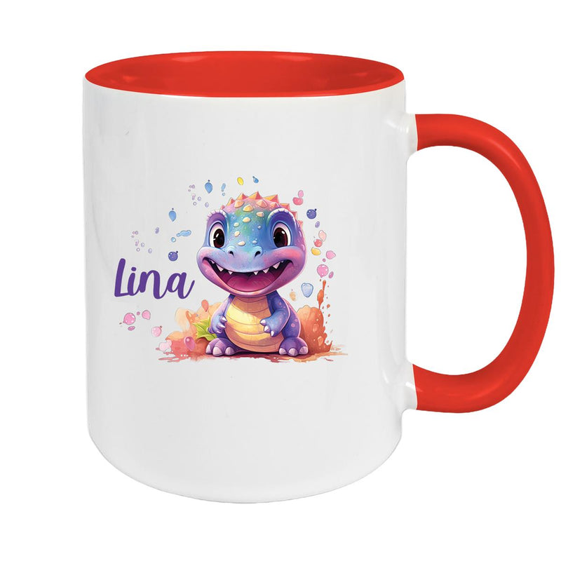 Tasse Dino 9 Wunschname Keramik Kinderbecher Personalisiert versch. Farben