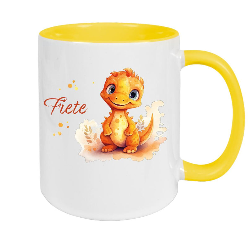 Tasse Dino 10 Wunschname Keramik Kinderbecher Personalisiert versch. Farben