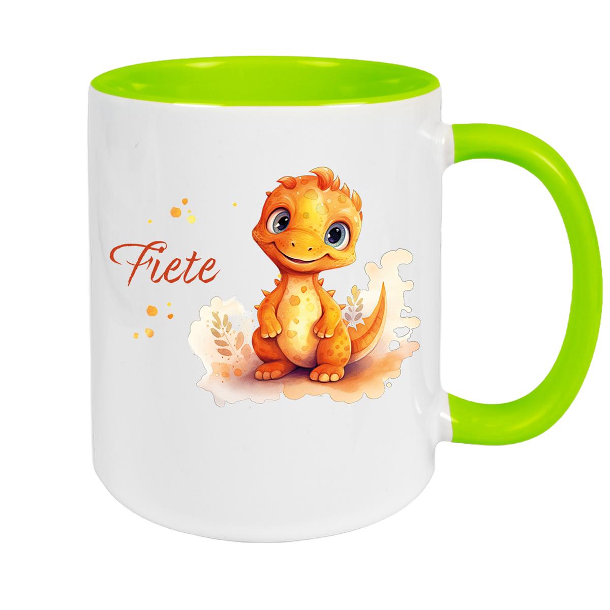 Tasse Dino 10 Wunschname Keramik Kinderbecher Personalisiert versch. Farben