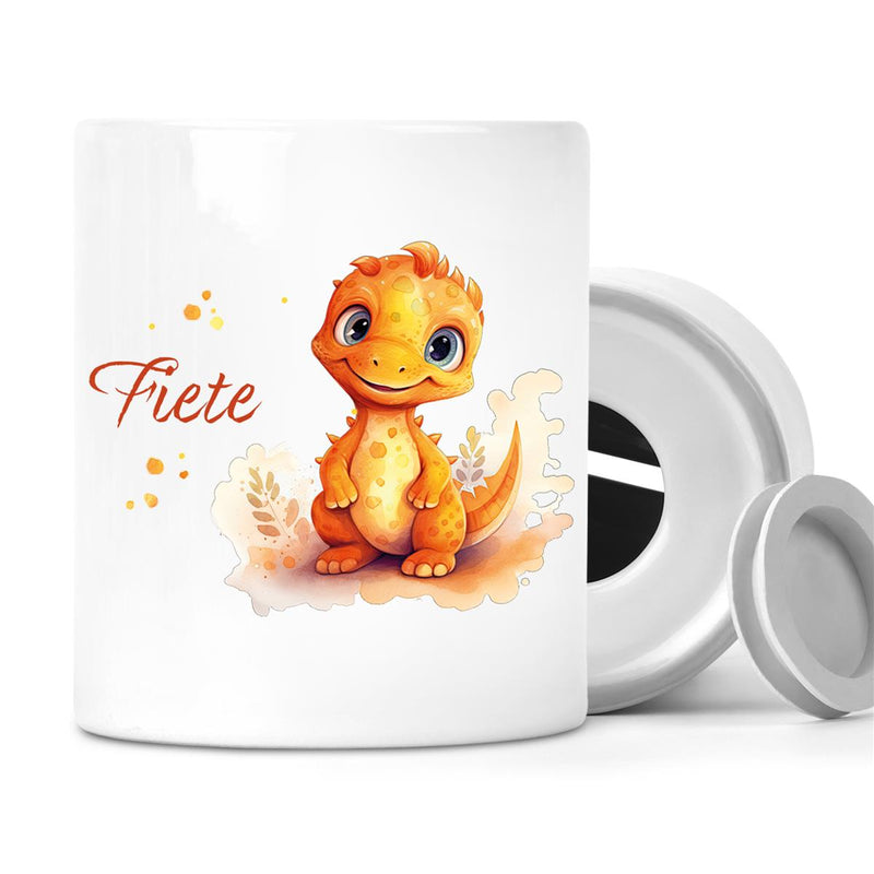 Spardose mit Wunschname Dino 10 personalisiert