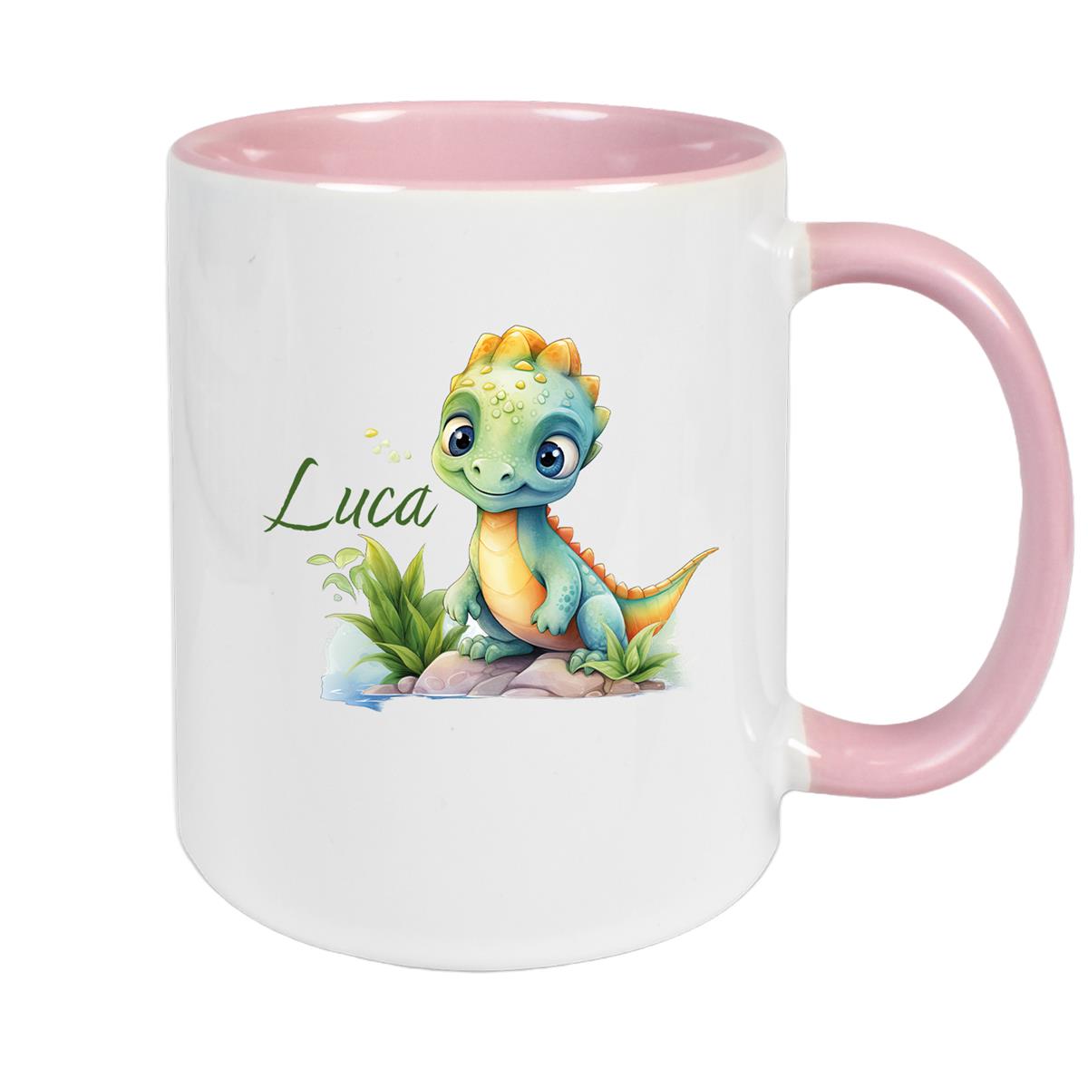 Tasse Dino 11 Wunschname Keramik Kinderbecher Personalisiert versch. Farben