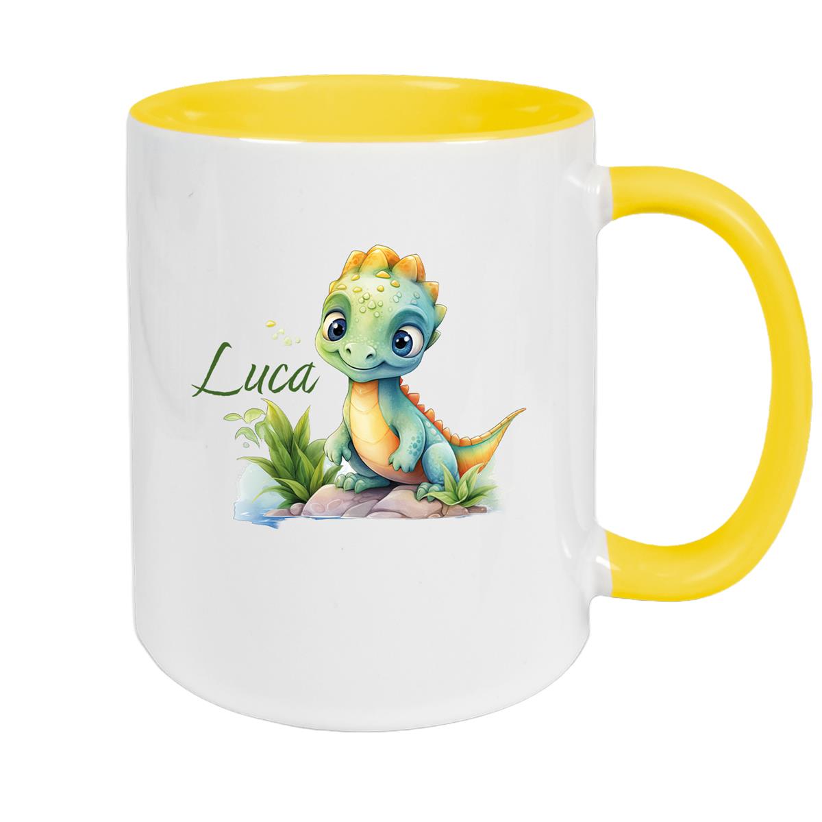 Tasse Dino 11 Wunschname Keramik Kinderbecher Personalisiert versch. Farben