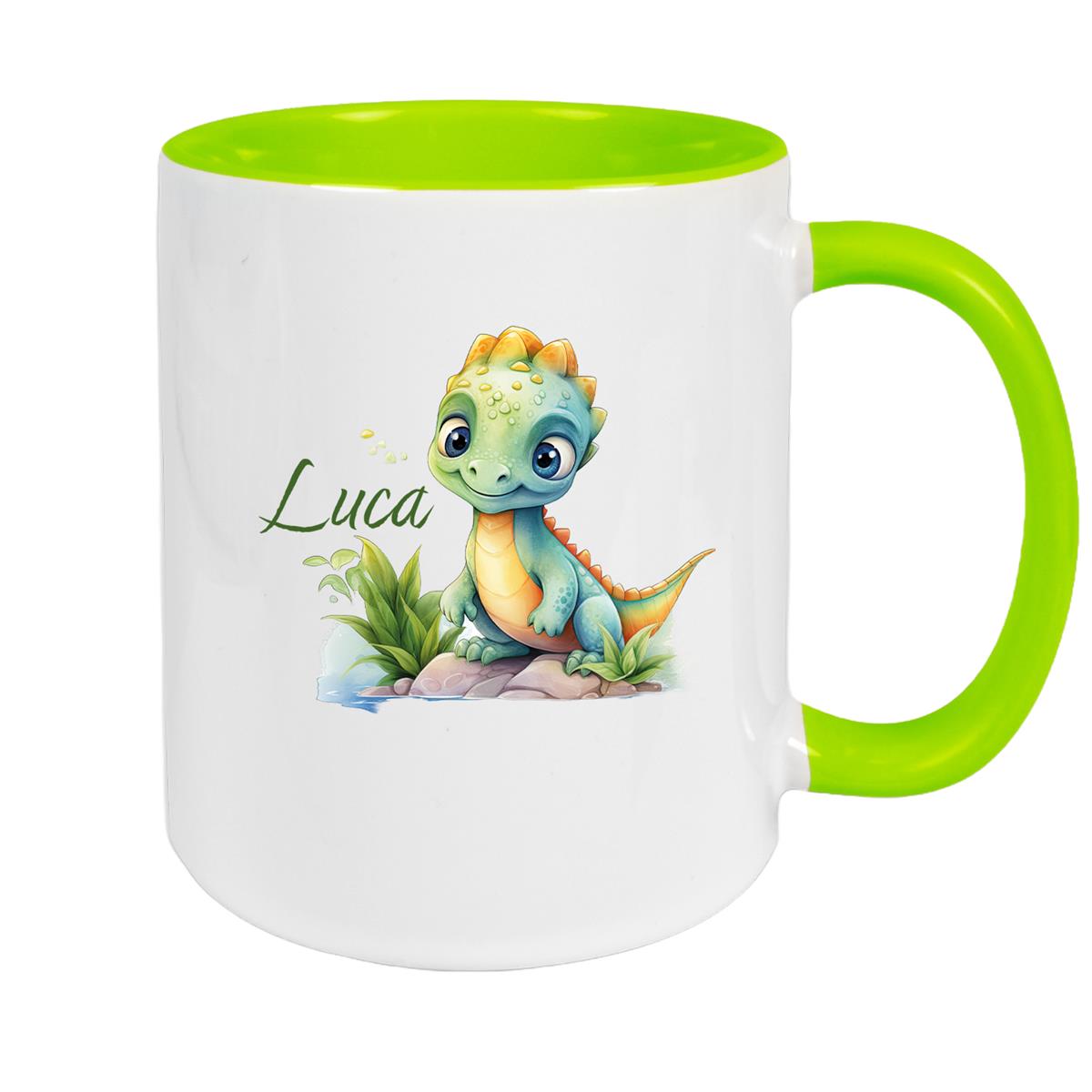 Tasse Dino 11 Wunschname Keramik Kinderbecher Personalisiert versch. Farben